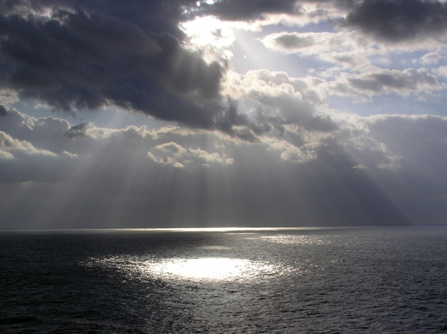 Sunlight bursting through clouds